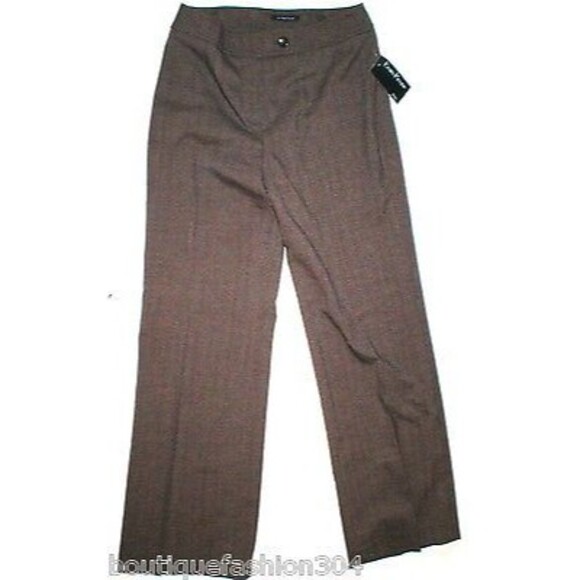 NWT Evan Picone 4 Petite Pants Work 4P Brown Stripes Slacks 27 X 29 Womens New - Picture 1 of 4